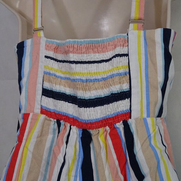Forever 21 Sleeveless Multicolor Stripe Buttoned Romper Women Size M Rayon Linen - Picture 4 of 12